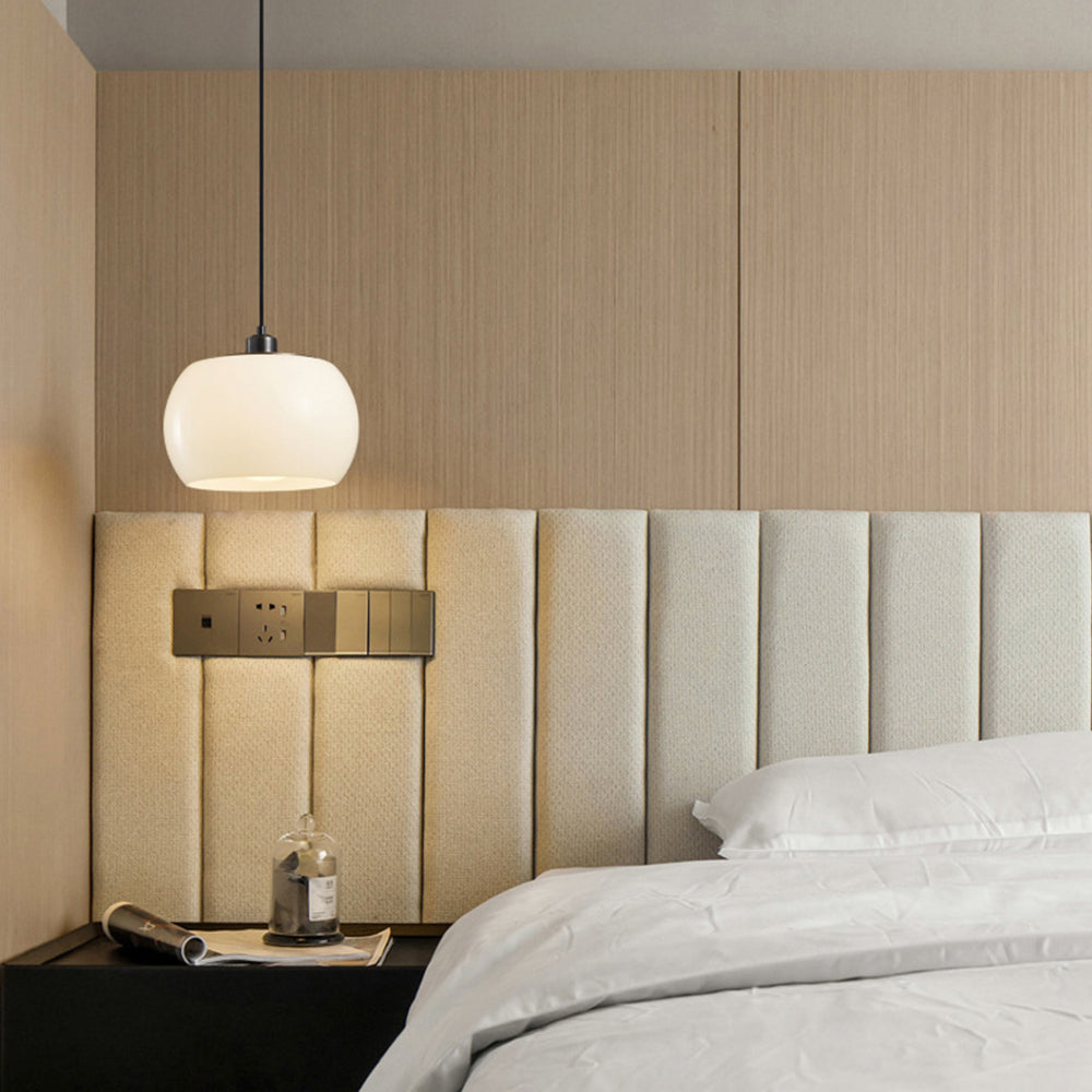 Bauhaus Glass Pendant Lights - Modern White Orb Lamp for Bedroom