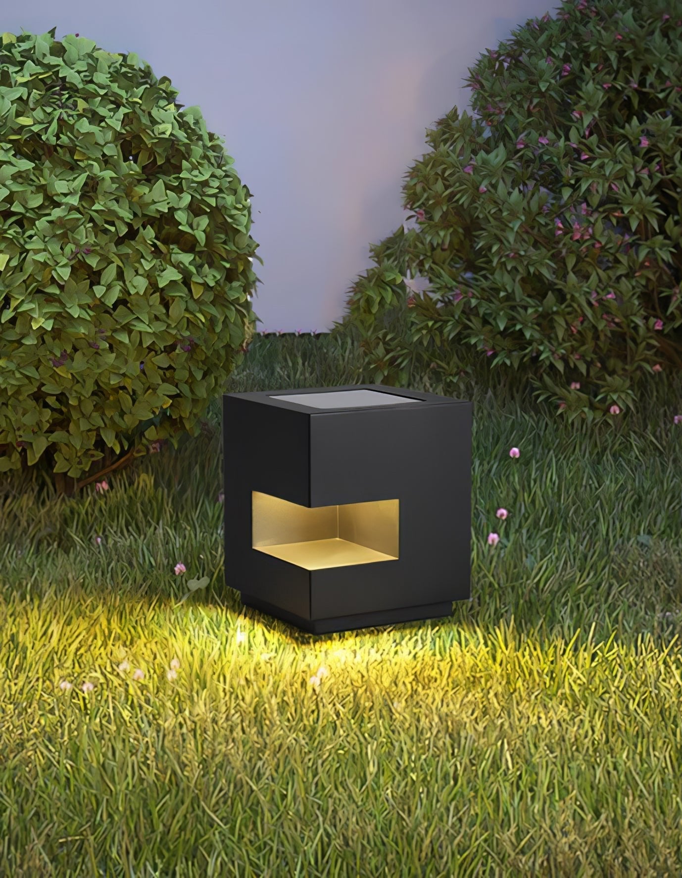 Cube Post Outdoor Light - Cube Outdoor Lamp Great for Courtyards