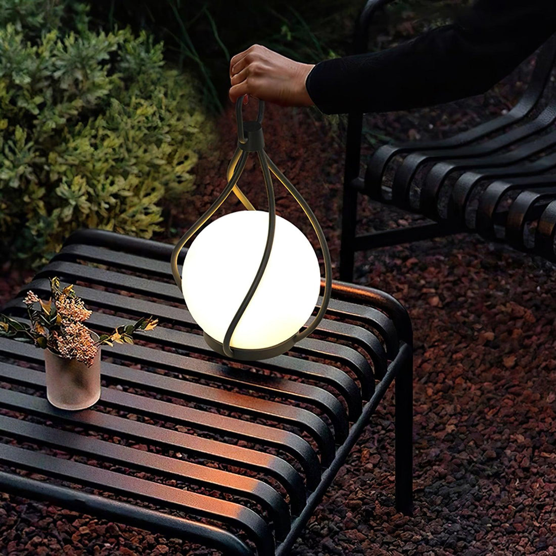 Orb Lantern Table Lamp - Rechargeable LED Light for Indoor & Patio