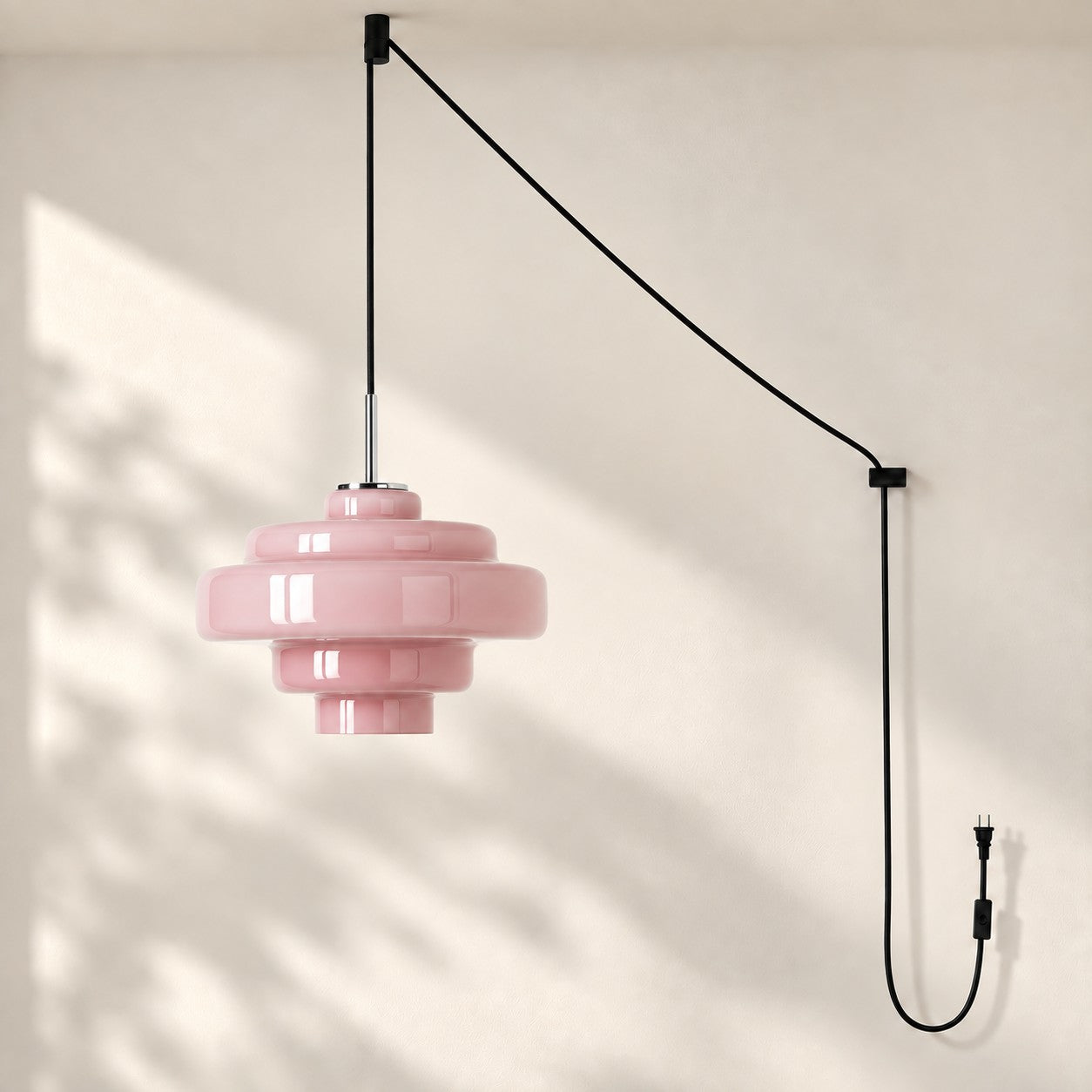 Koloro Millie Glas-Pendelleuchte mit Stecker - Retro-Pendelleuchte in bunten Farben für moderne Innenräume