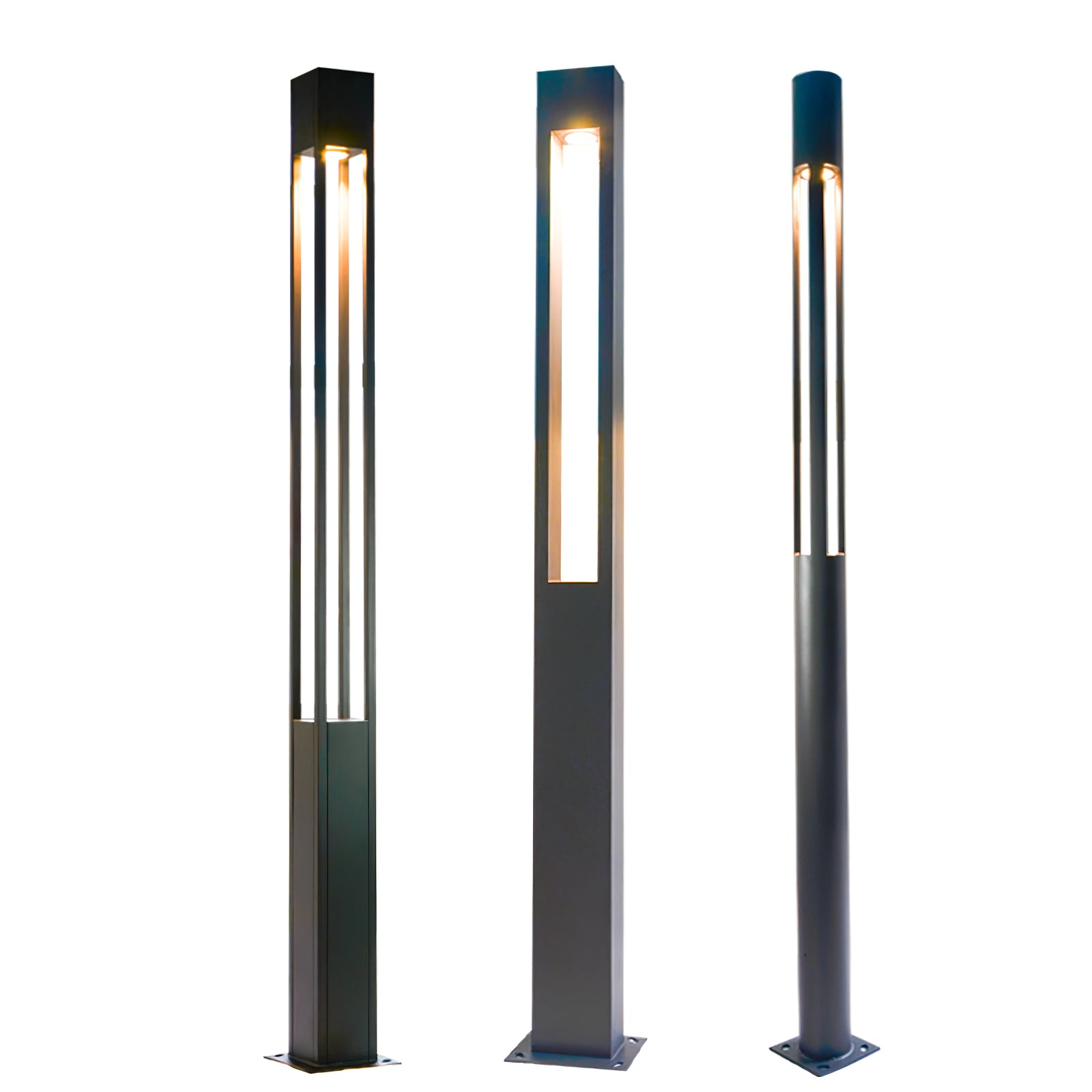 Modern Pole Outdoor Light - Geometric Post Garden Street Lamp