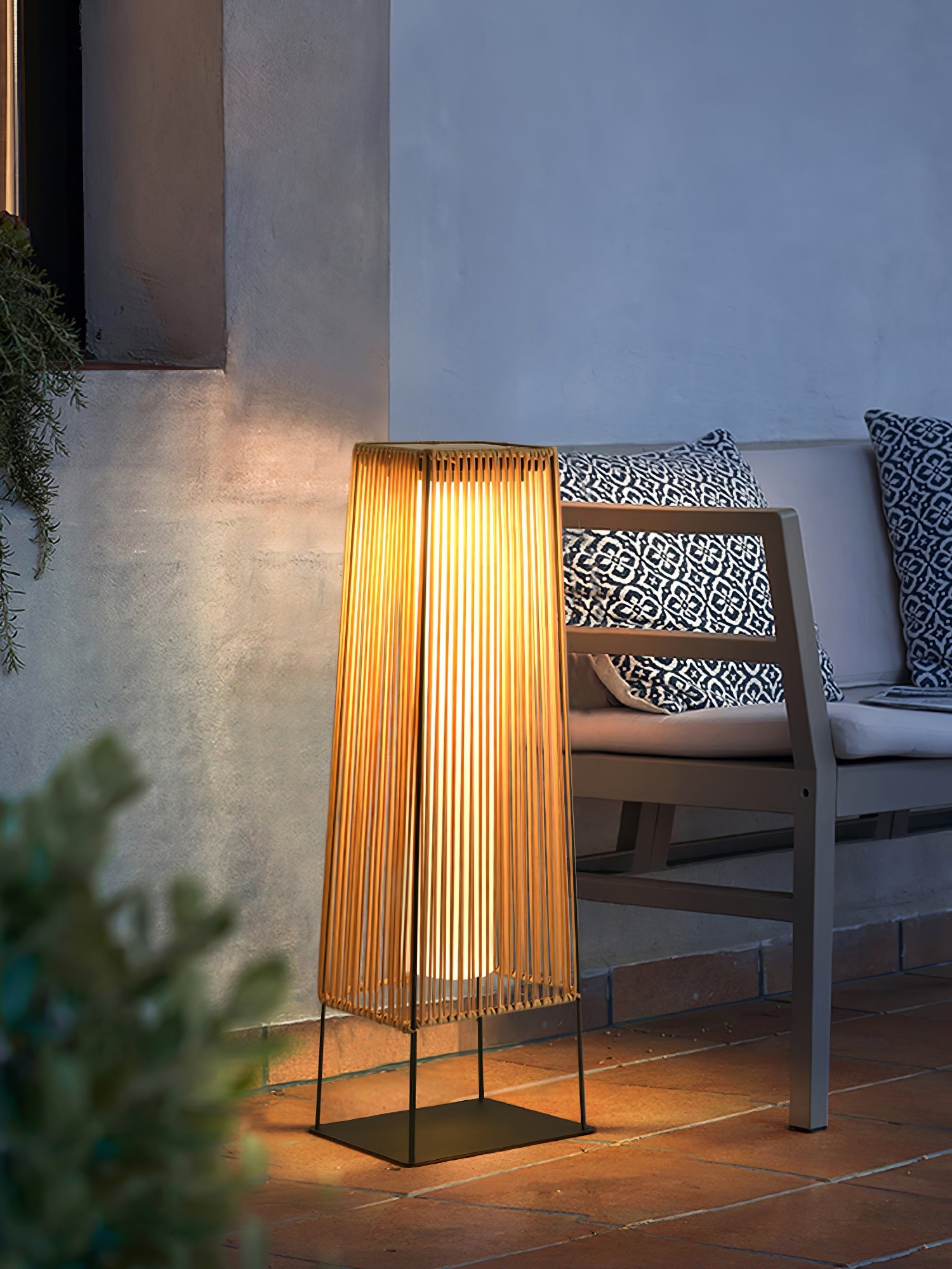 Plastic Rattan Outdoor Post Light - Solar Post Lamp Ideal