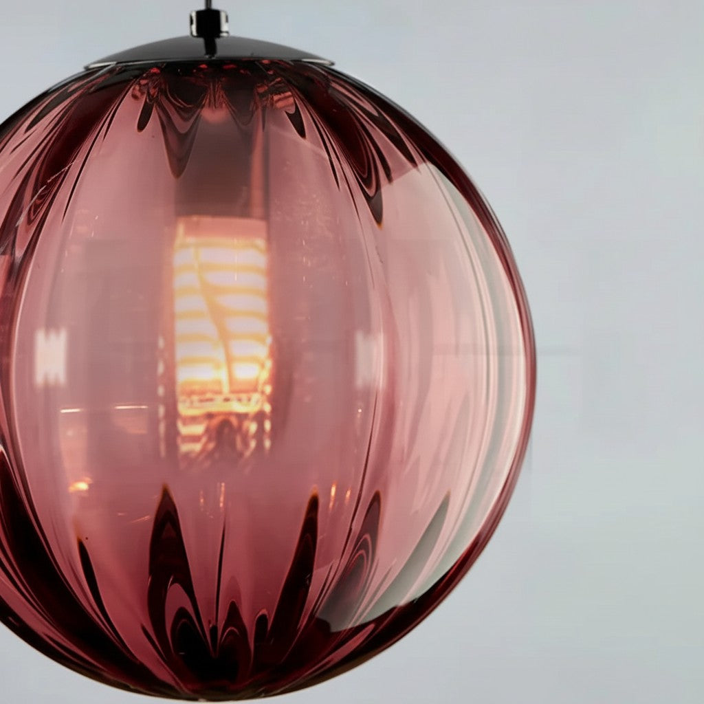 Lunorie Iron Metal Glass Globe Pendant Light – Sculpted Adjustable Pendant for Dining Spaces