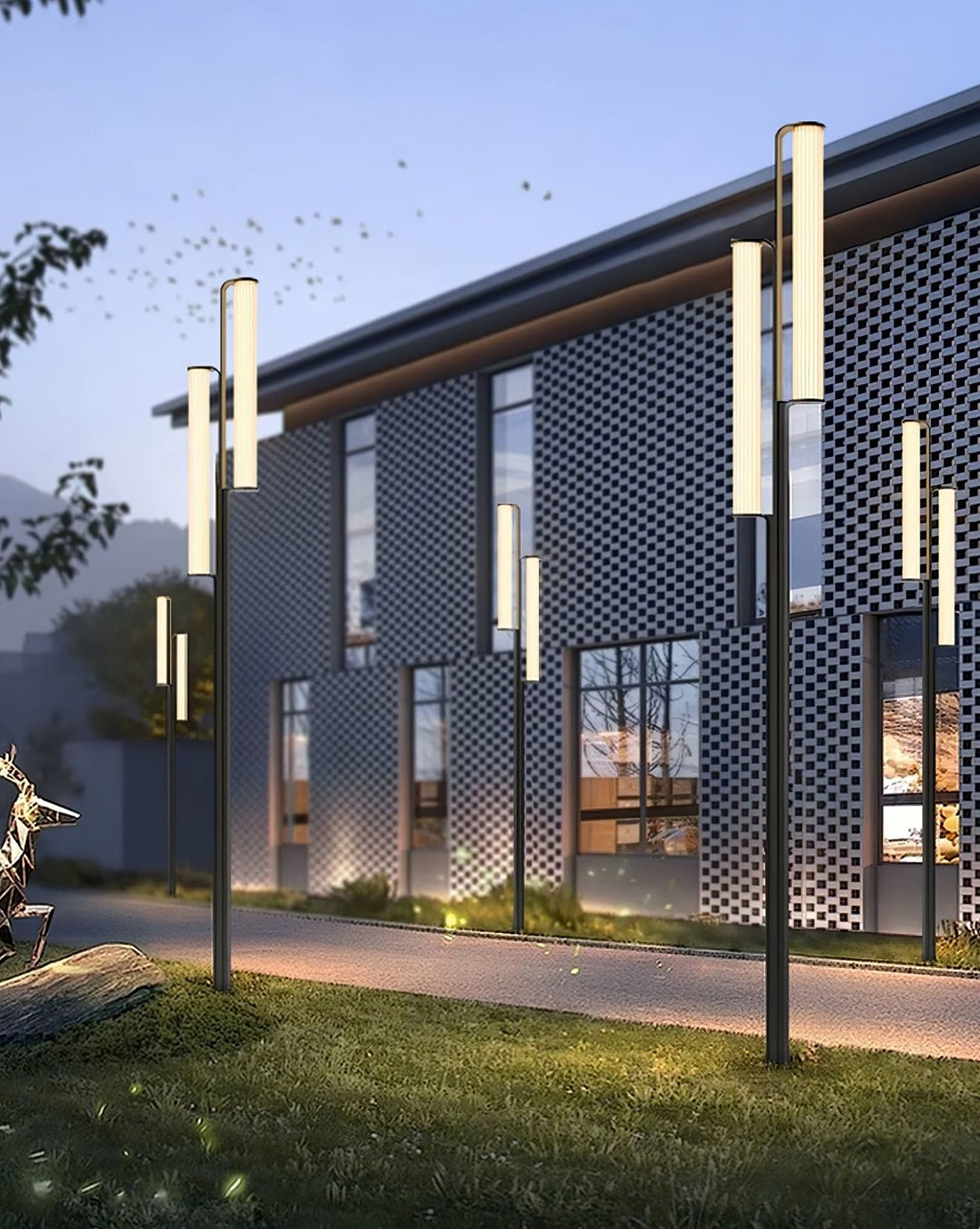 Outdoor Post Lamp - Modern Arc LED Light for Garden, Patio, or Walkway