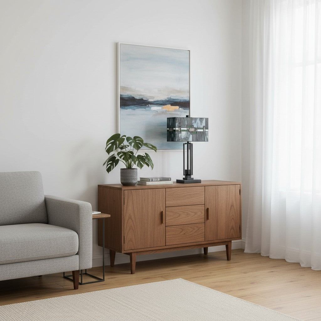 Culletto Stained-Glass Rectangular Table Lamp – Artisan Look for Bedrooms and Hallways