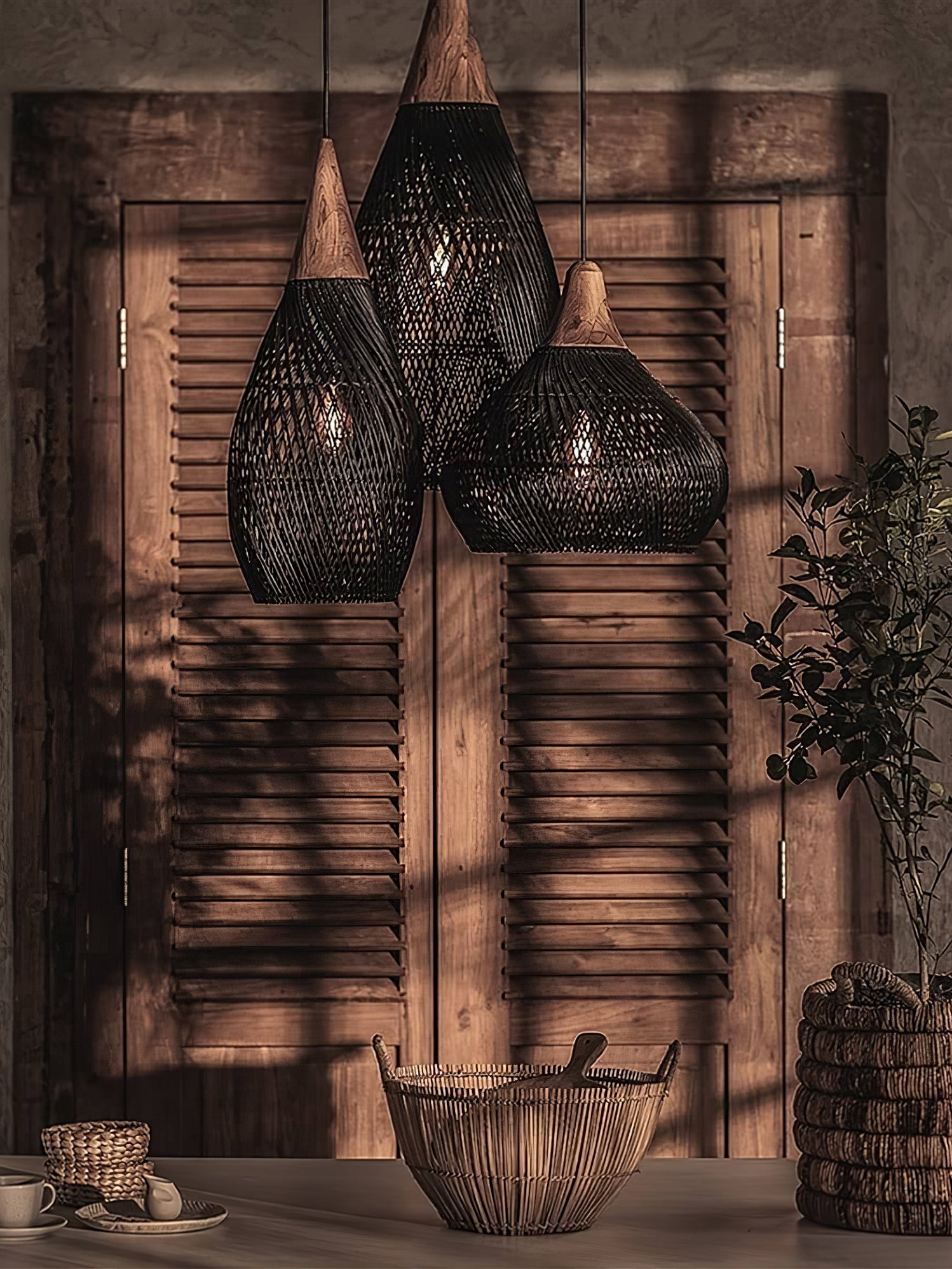 Harp Braided Rattan Pendant Lamp