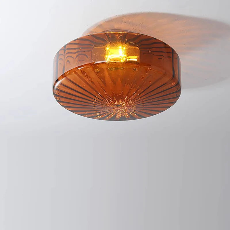 Ripplara Vintage Textured Water Ripple Glass Flush Mount Ceiling Light for Living Room