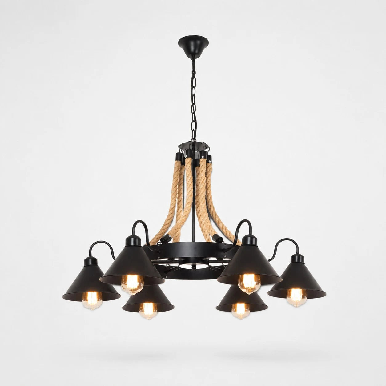 Rustic farmhouse rope chandelier