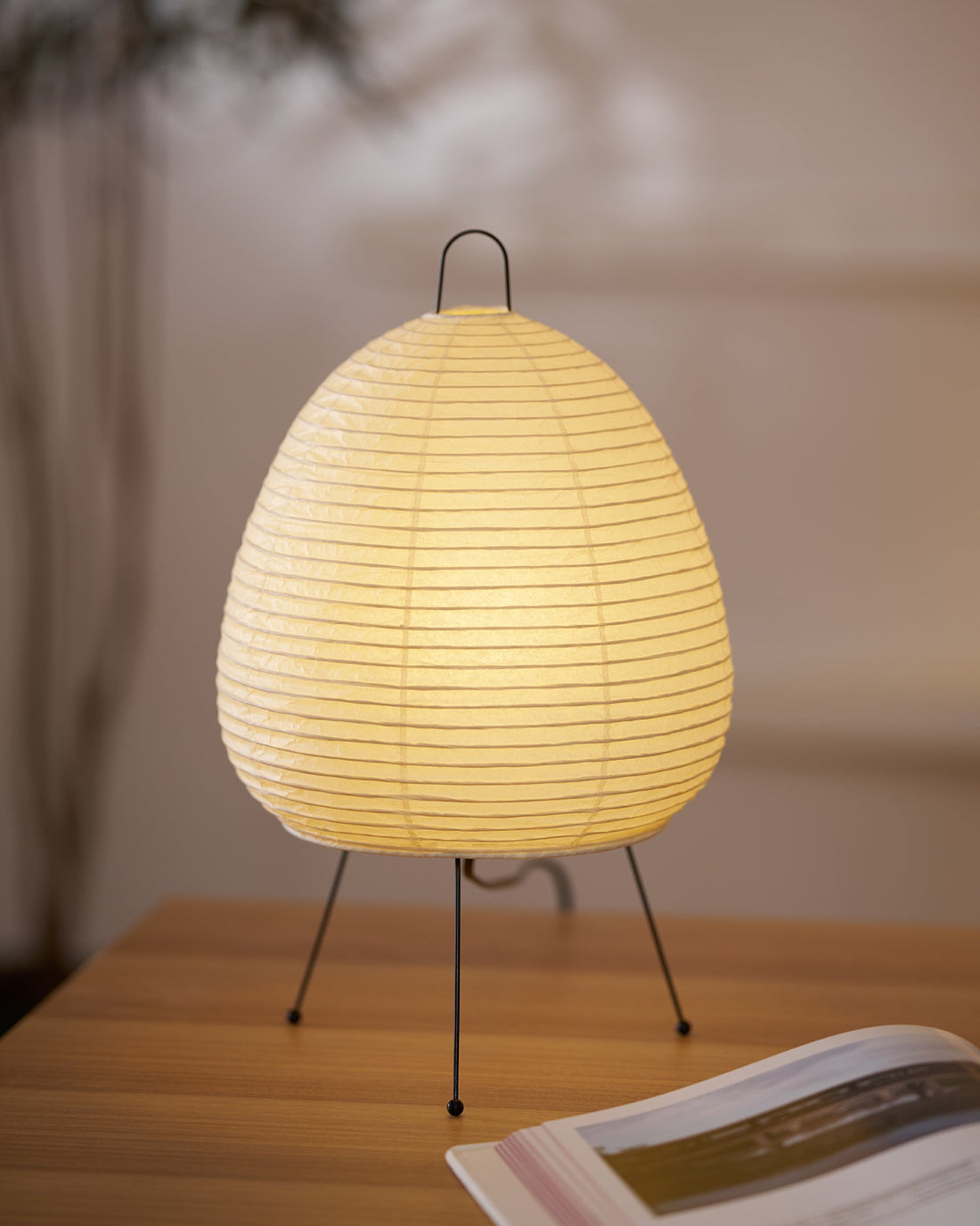 Japanisch inspirierte Papiertischlampe – Maulbeerpapierlampe fürs Schlafzimmer