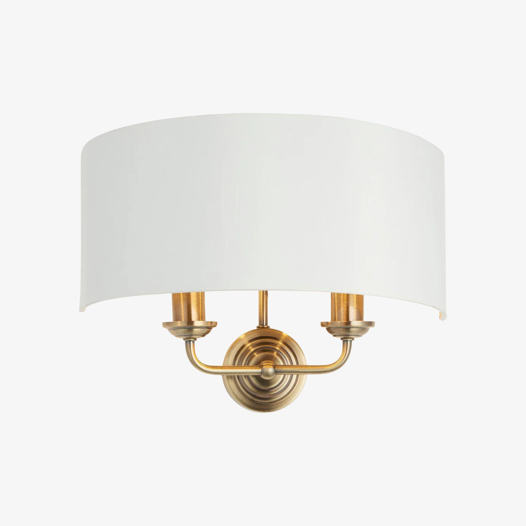 Tela Classic Wall Sconce with Fabric Shade – Elegant Metal Finish Wall Light for Living Room / Bedroom