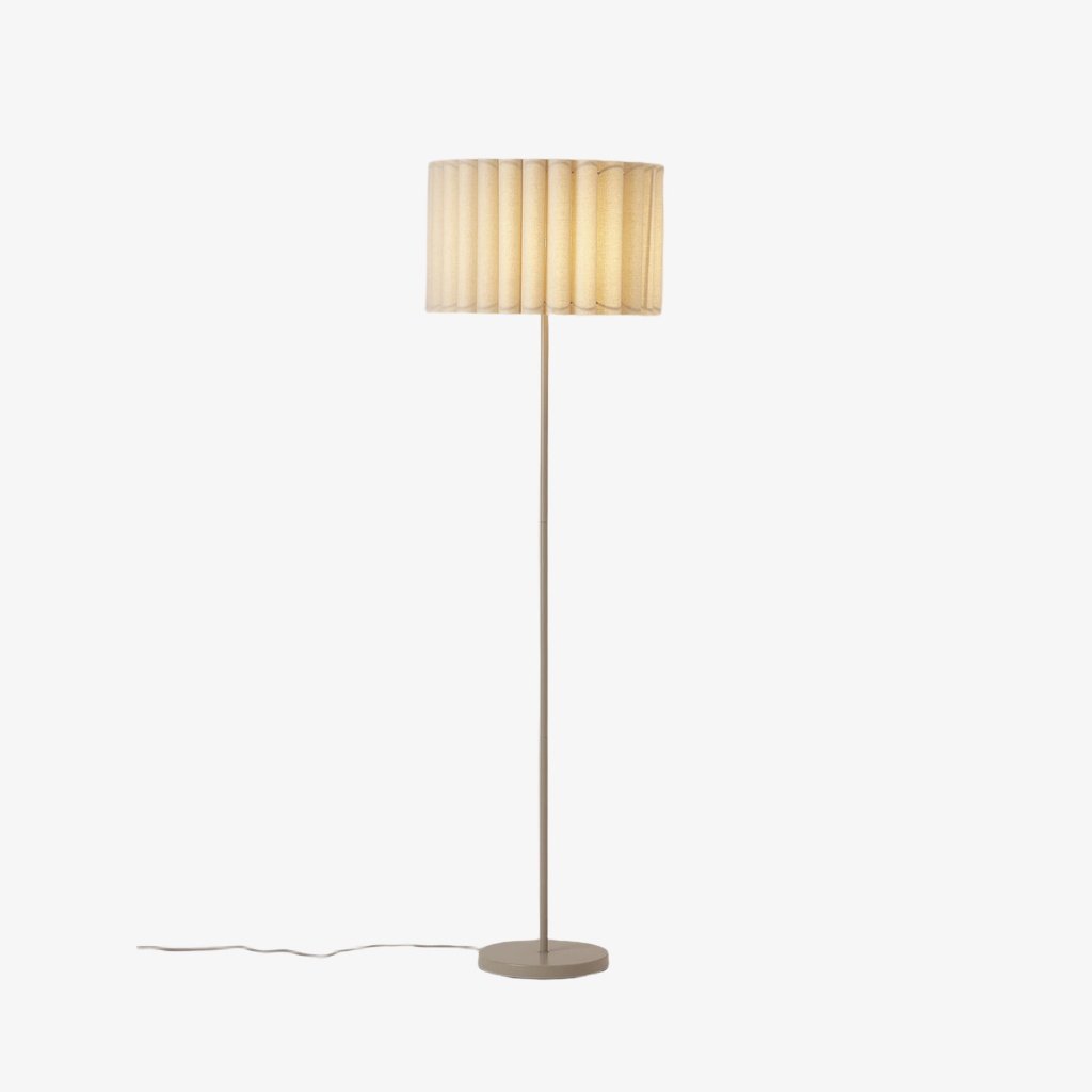 Velura Stand Floor Lamp - Beige Linen Shade and Metal Stand