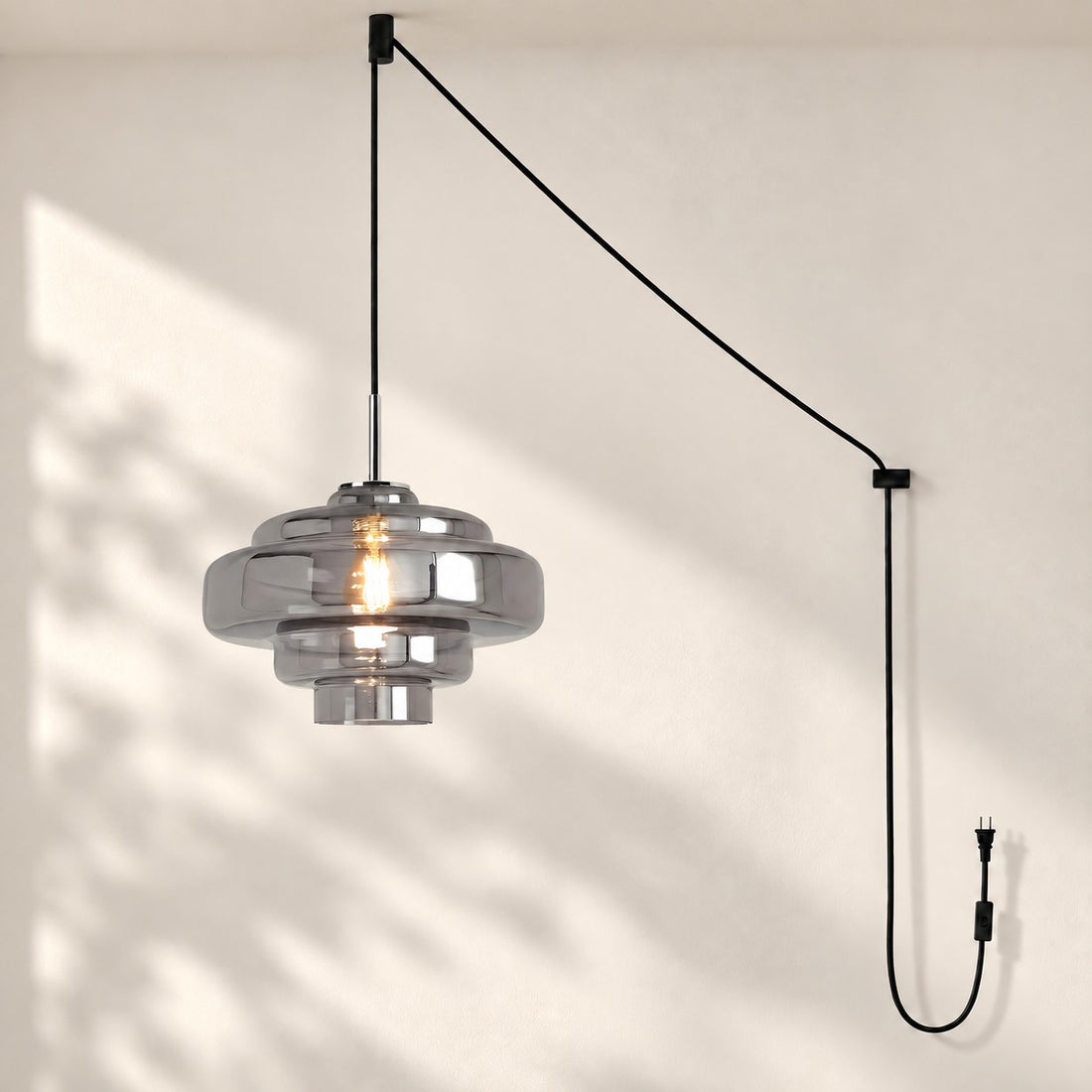 Koloro Millie Glas-Pendelleuchte mit Stecker - Retro-Pendelleuchte in bunten Farben für moderne Innenräume