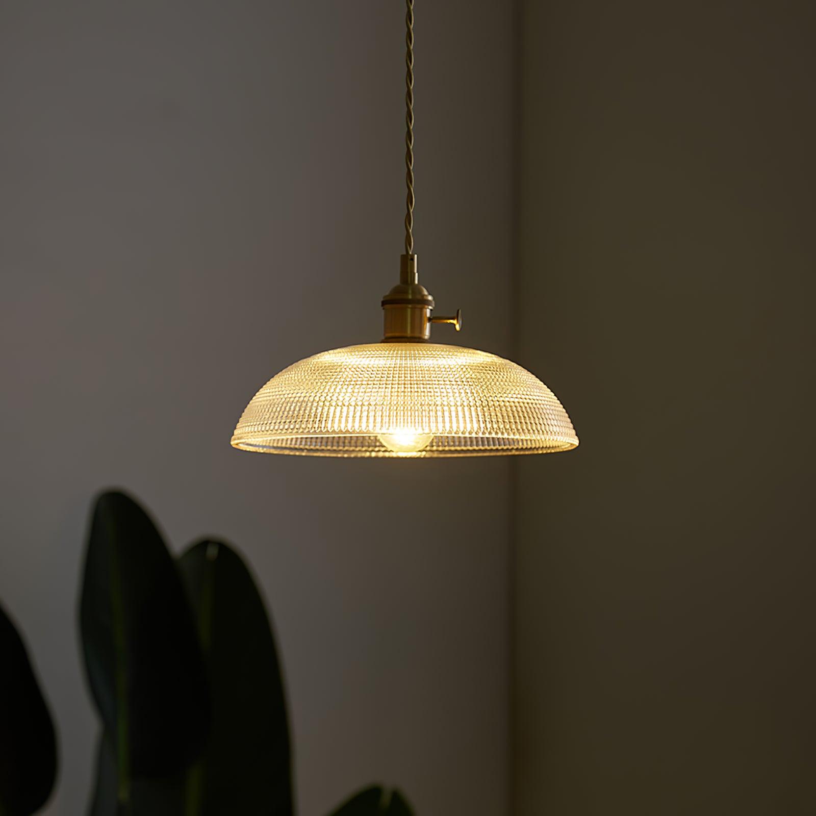 Polished Brass Domed Glass Plug-In Pendant