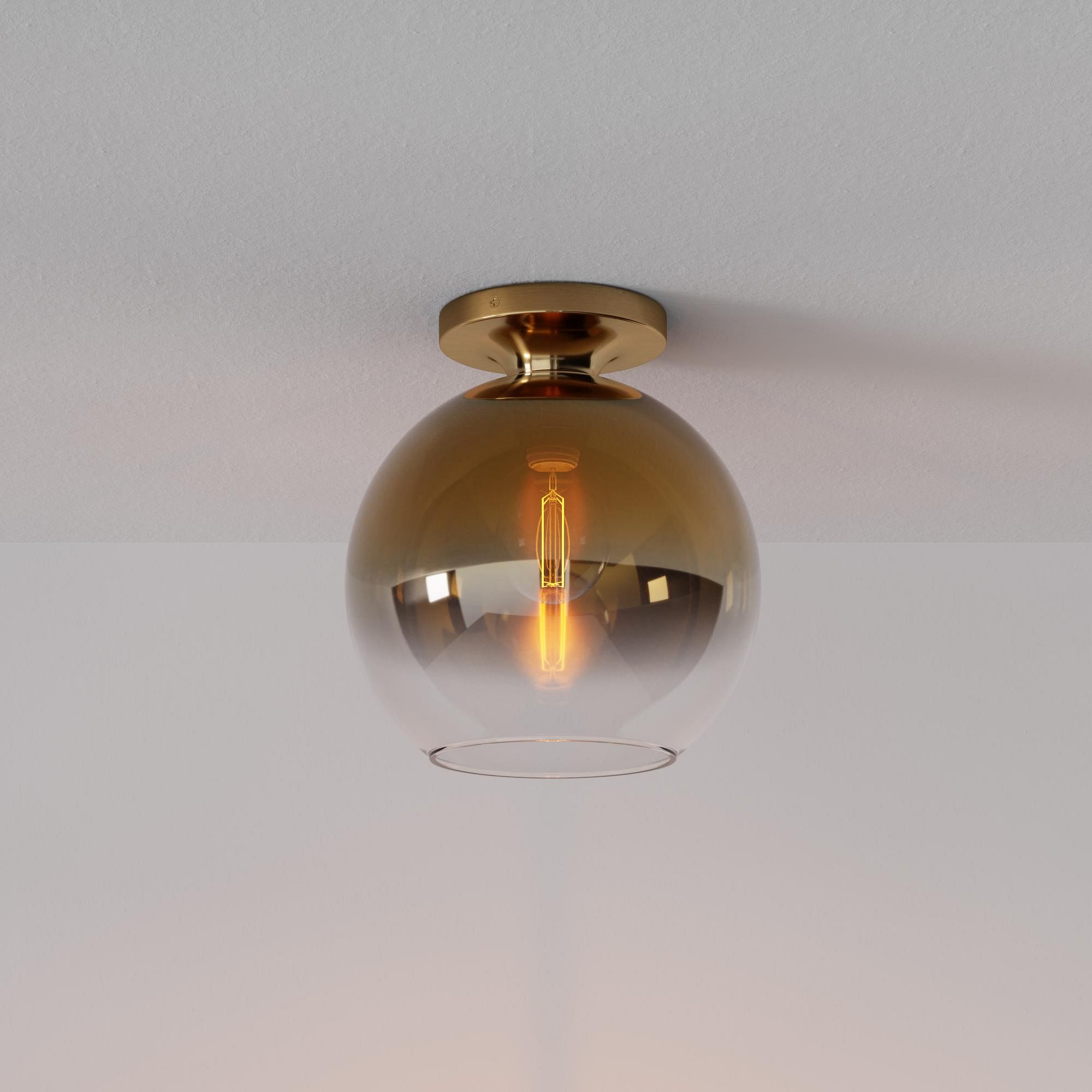 Selvion Modern Globe Ceiling Lamp - Damp-Rated Bathroom Lighting - Luxe Glass Shade