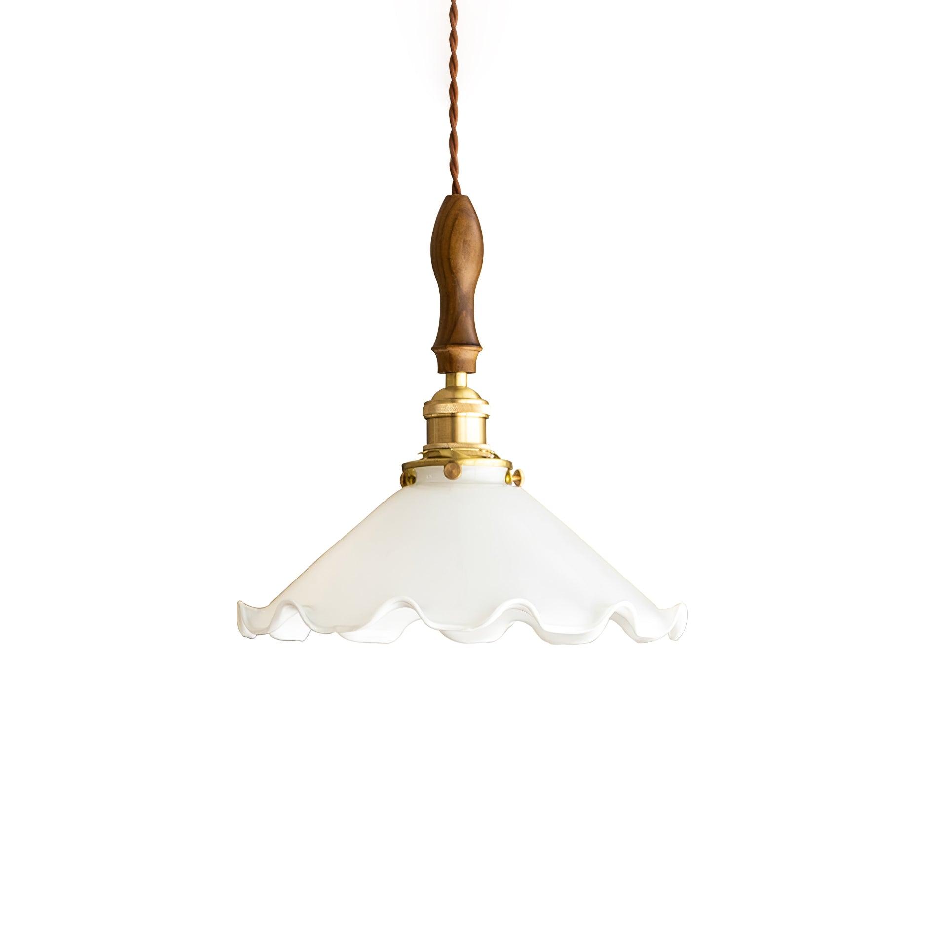 White Sculptural Glass Plug-In Pendant