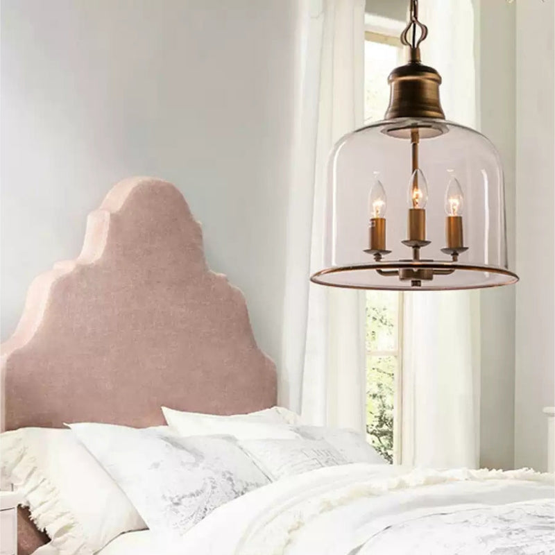 Retro Glass Bell Transparent Pendant Light