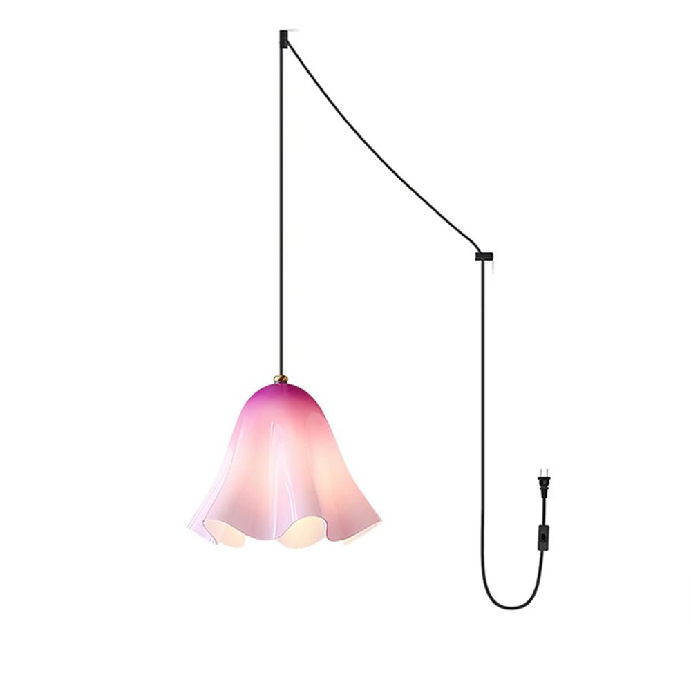 Undulating Glass Flower Plug-In Swag Pendant