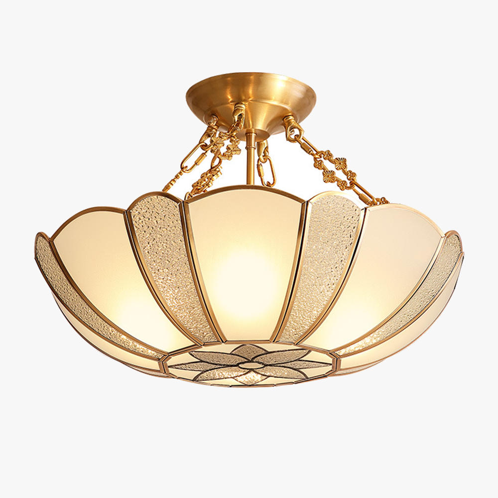 Halbbündige Deckenlampe – Traditionelle Glas-Mehrflammenleuchte