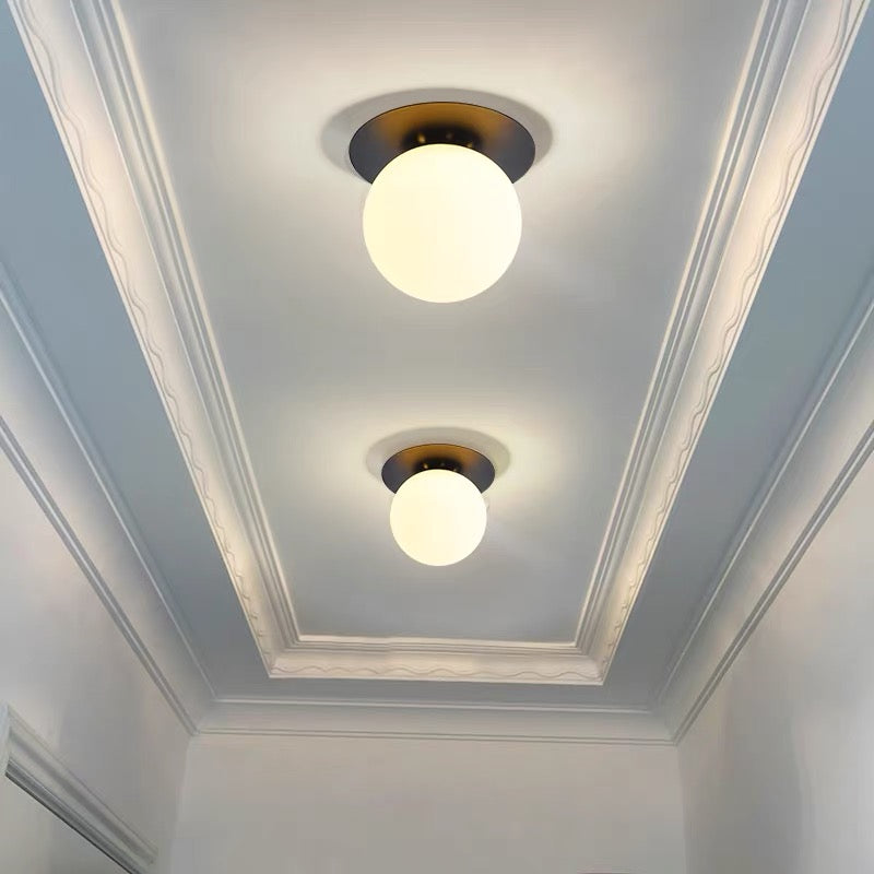 Glass Orb Ceiling Light - Modern Metal Ball Ceiling Lamp for Hallway