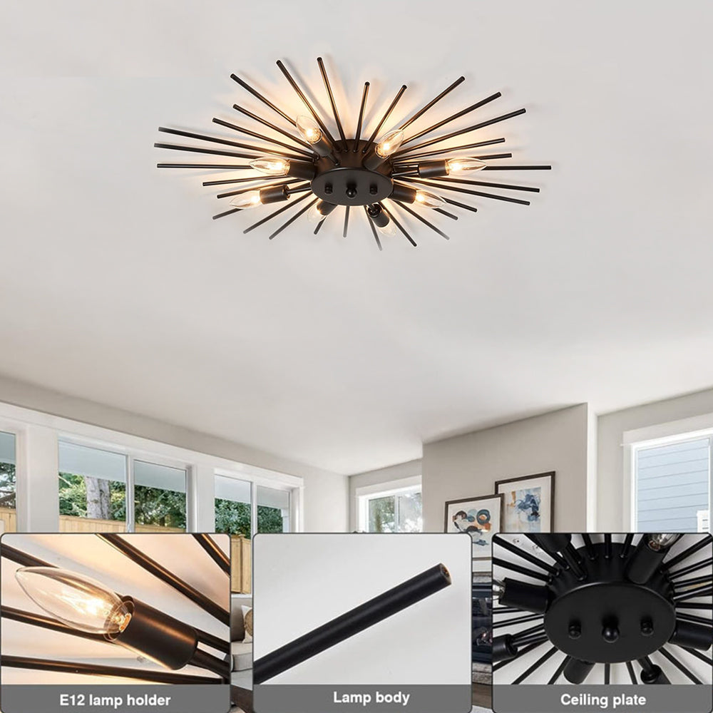 8 Lights Modern Aluminum Ceiling Light – Industrial Living Room Design