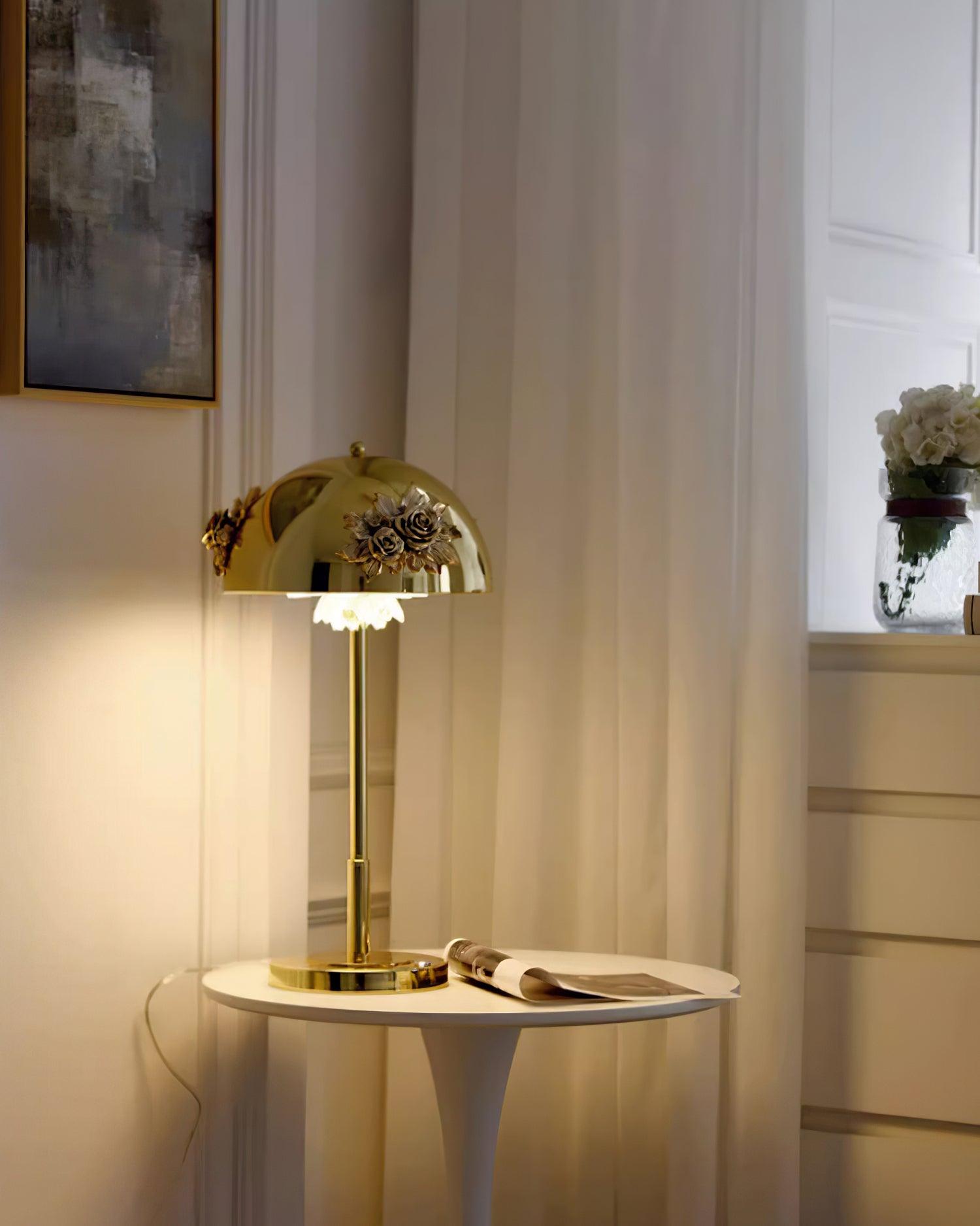 Table Lamp with Built-in Battery - Artistic Floral Light for Room