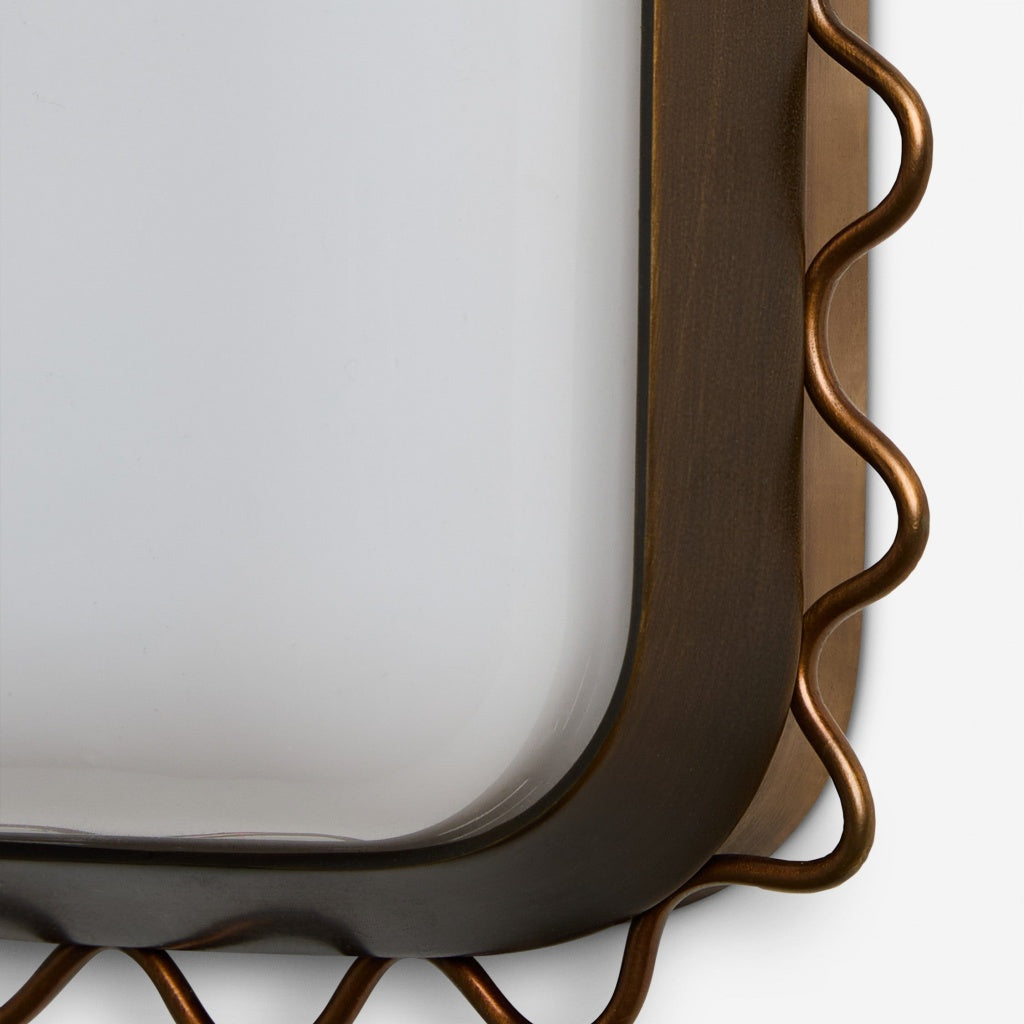 Glowvera Wall Sconce - Wavy Metal Frame Design Modern Glass-Shade Sconce for Hallway