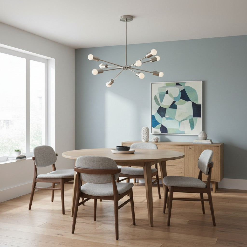 Mobilux Line Mid Century Sputnik Chandelier - Modern Brass Ceiling Light