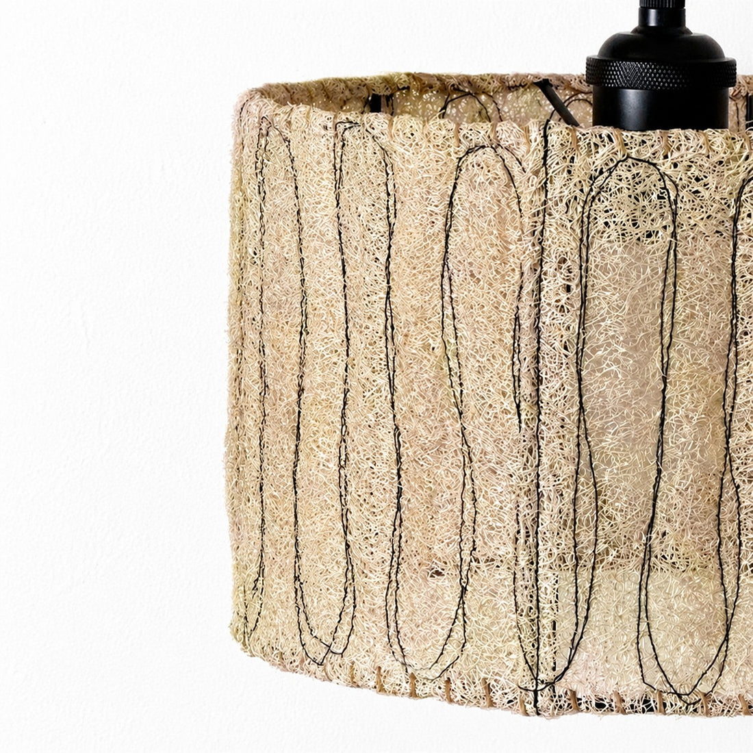 Natural Loofah Pendant Light - Organic Woven Shade for Dining Room