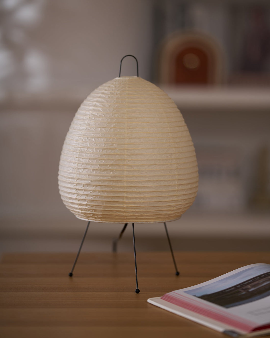 Japanisch inspirierte Papiertischlampe – Maulbeerpapierlampe fürs Schlafzimmer
