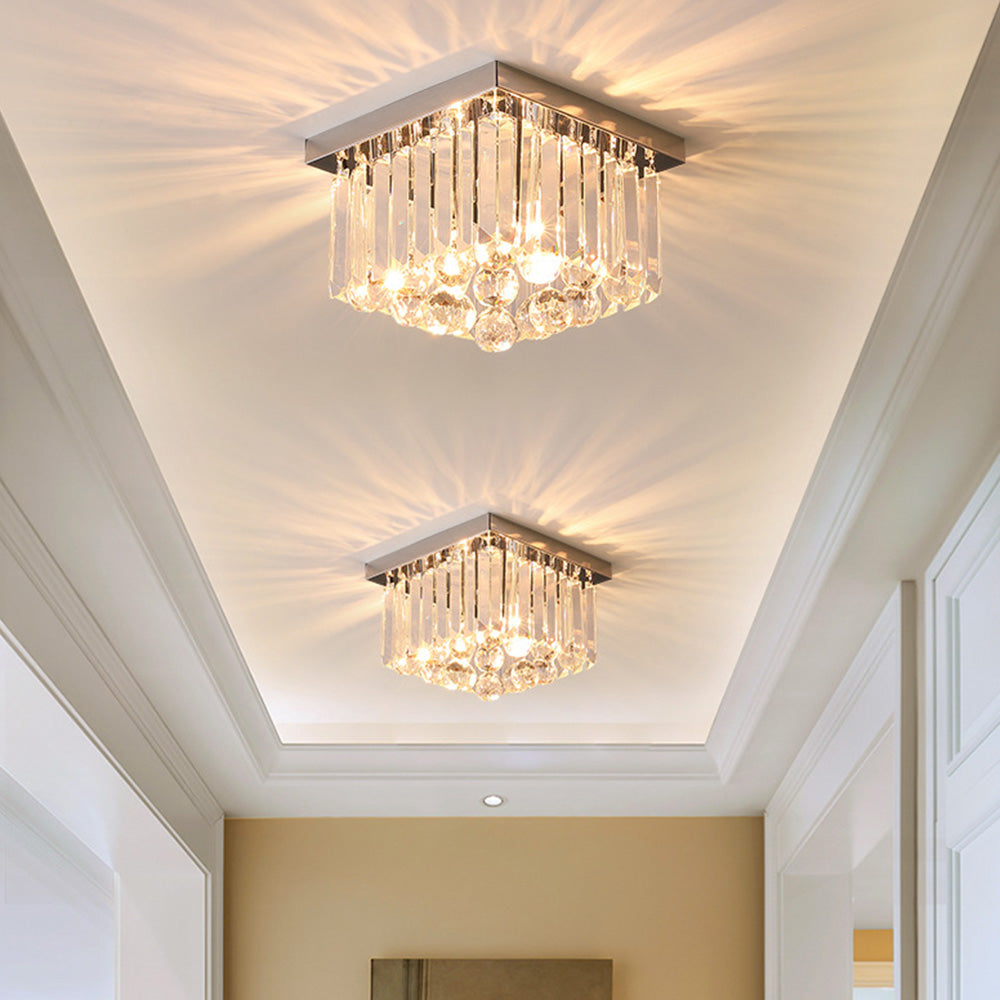 Luxury Crystal Ceiling Light - Modern Square Fixture for Living Room