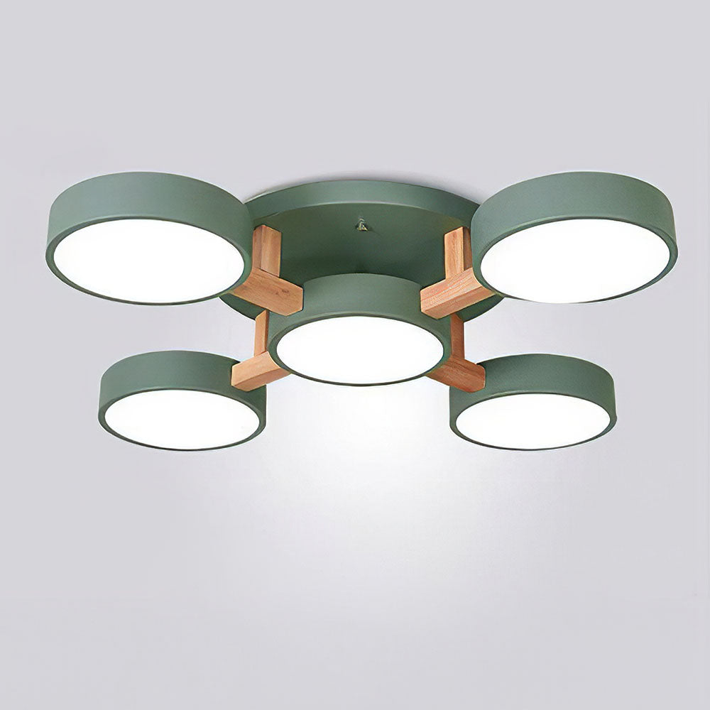 LED Ceiling Light – Modern Iron Wood Fixture for Bedroom Ambiance