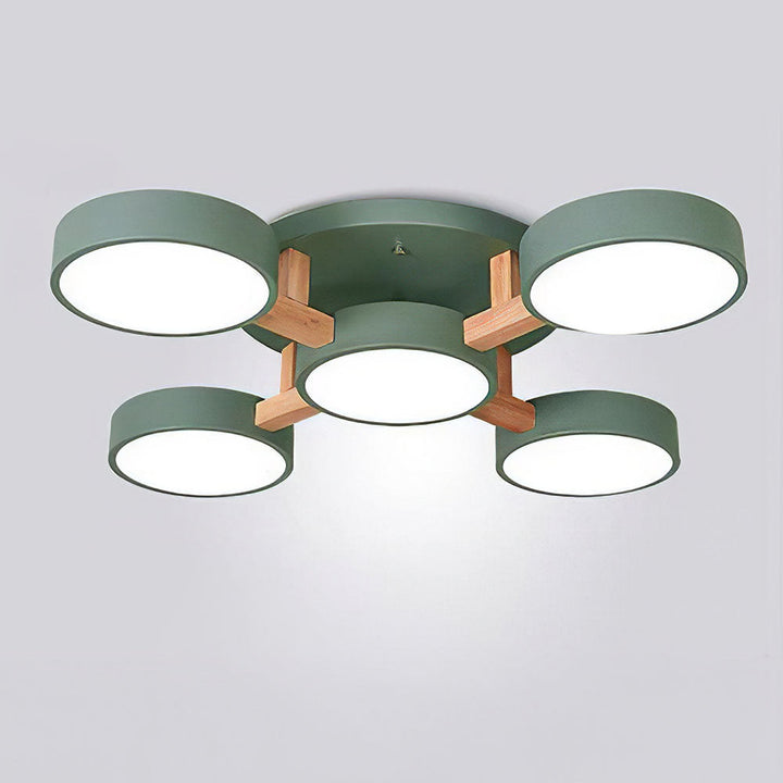 LED Ceiling Light – Modern Iron Wood Fixture for Bedroom Ambiance