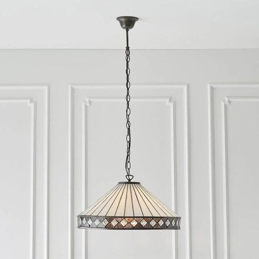 TF Fargo Pendant Light - Tiffany Style Lighting with an Art Deco Shade and Adjustable Chain