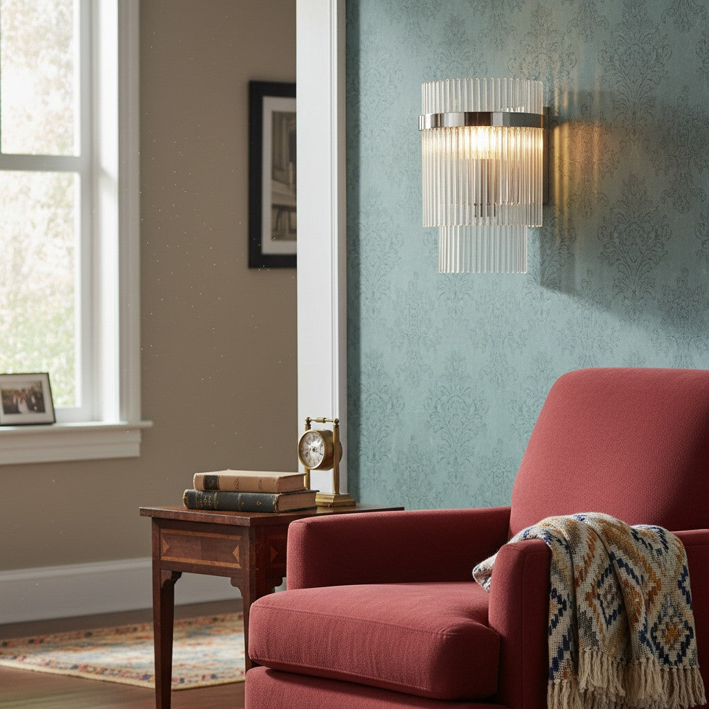 RibGlow Minimalist Glass Rod Wall Light - Elegant Accent Sconce for Home