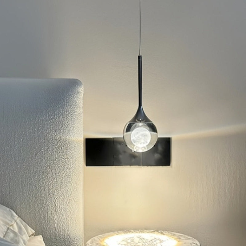 Moon Art Design Water Drop Clear Pendant Light