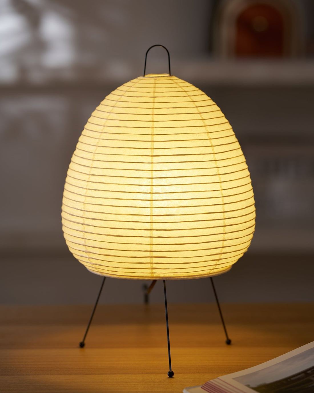 Japanisch inspirierte Papiertischlampe – Maulbeerpapierlampe fürs Schlafzimmer