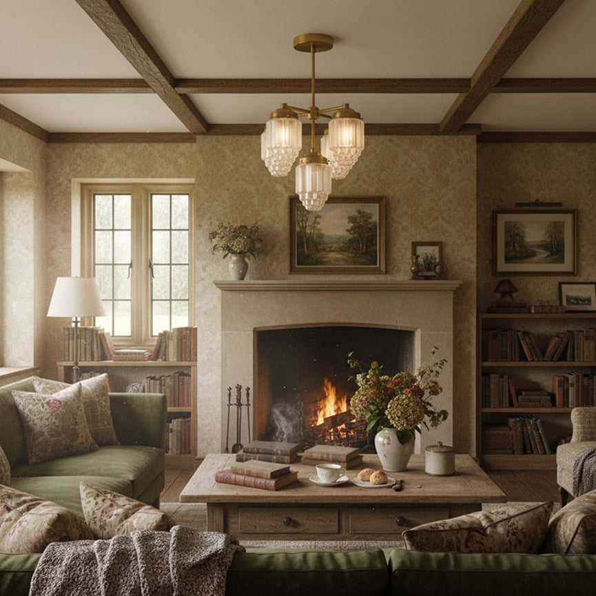 Tierlux Glas-Kronleuchter – Vintage-Leuchte aus Messing