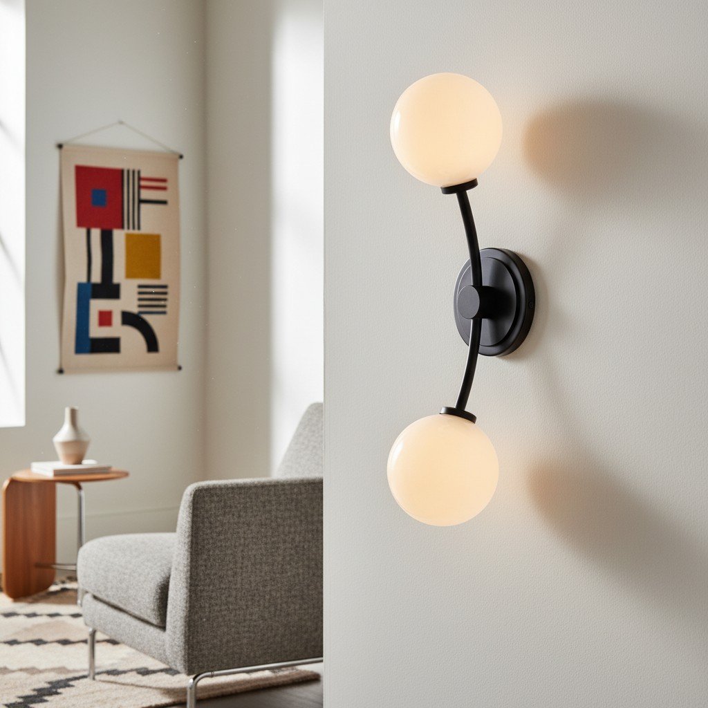 Arden Glass 2 Light Iron Wall Sconce - Modern Curved Design for Bathroom or Hallway