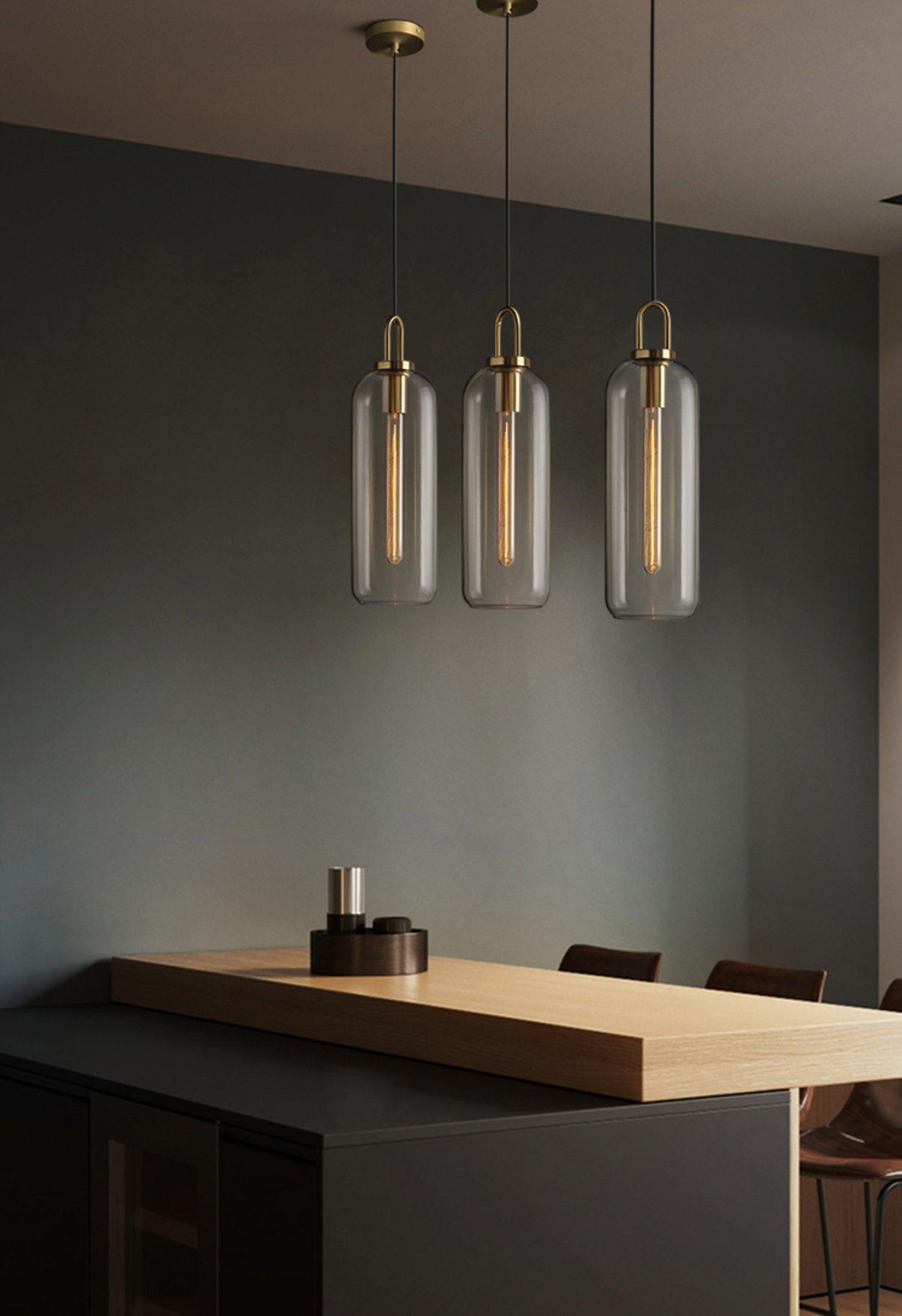 Kupferbeschichtete Glas-Plug-in-Hängeleuchte mit Kabel