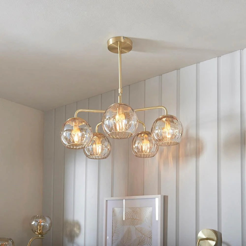 Tracian Glass Mid-Century Modern Globe Pendant Light for Dining Room