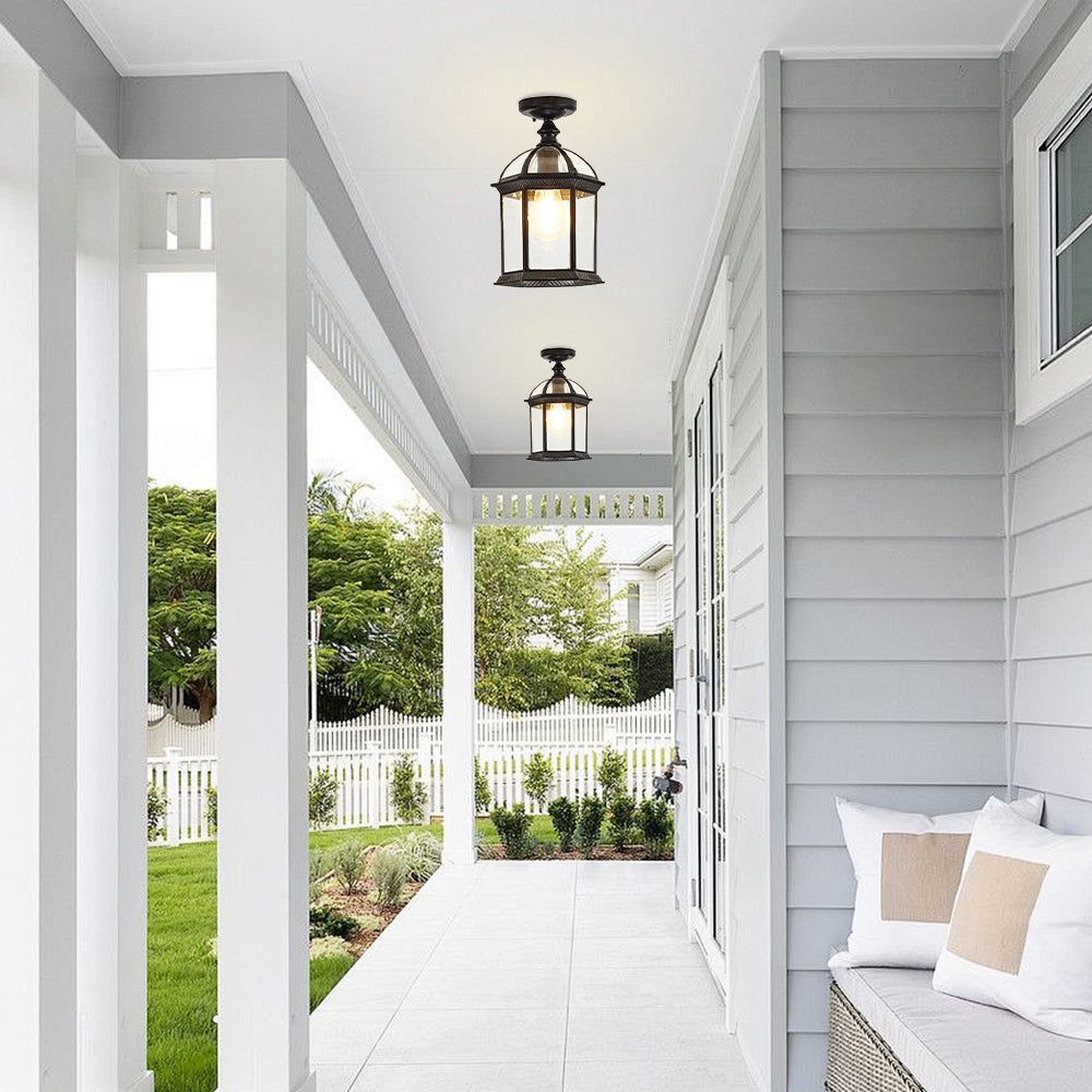 Weatherproof Ceiling Light - IP65 Vintage Black Outdoor Fixture