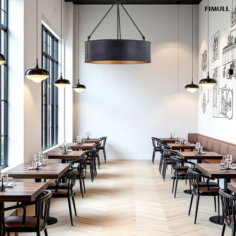 Industrial Cage Drum Pendant Light For Dinning Room