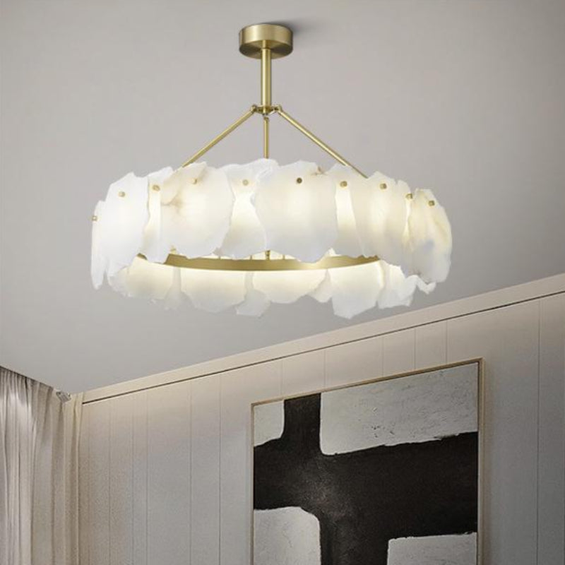 Classic Ring Alabaster Brass Chandelier