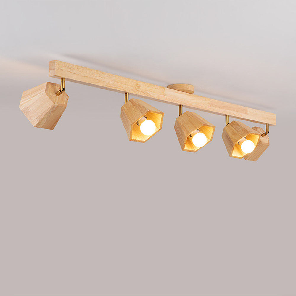 Adjustable Wood Ceiling Light - Polygons Track Light for Living Room