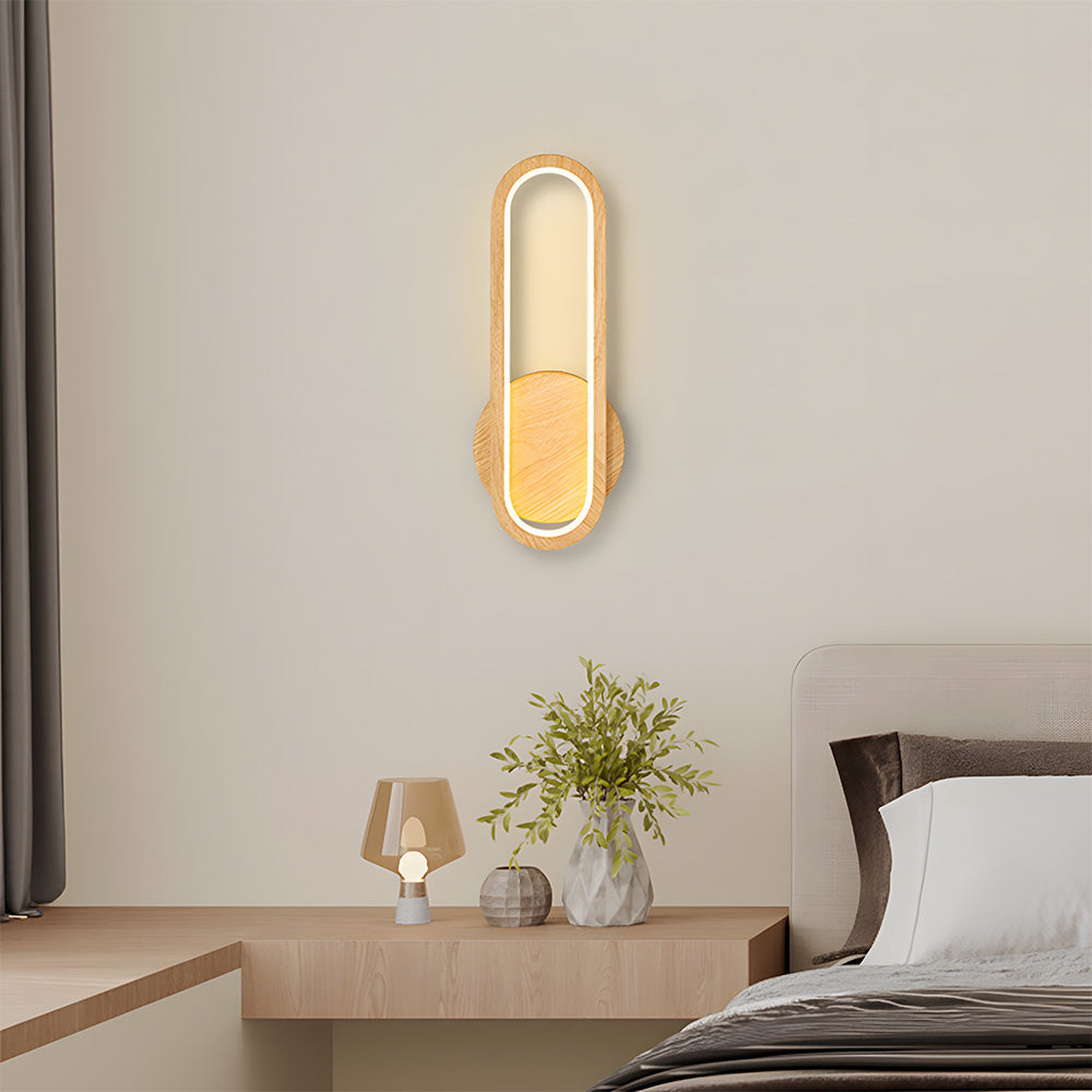 Retro Wood LED Wall Light - Rustic Living Room Fixture