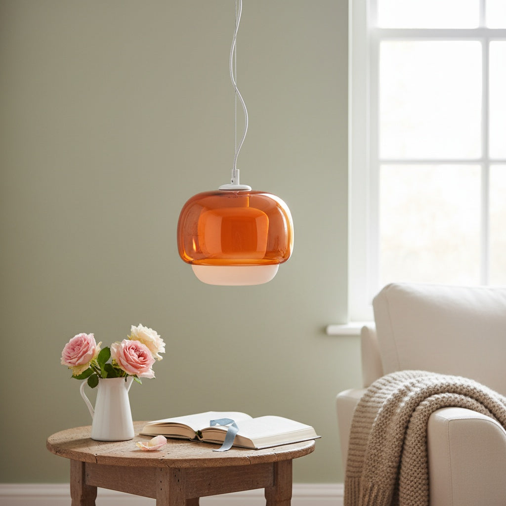 Clinco Modern Mushroom Pendant Light - Colored Glass Hanging Light