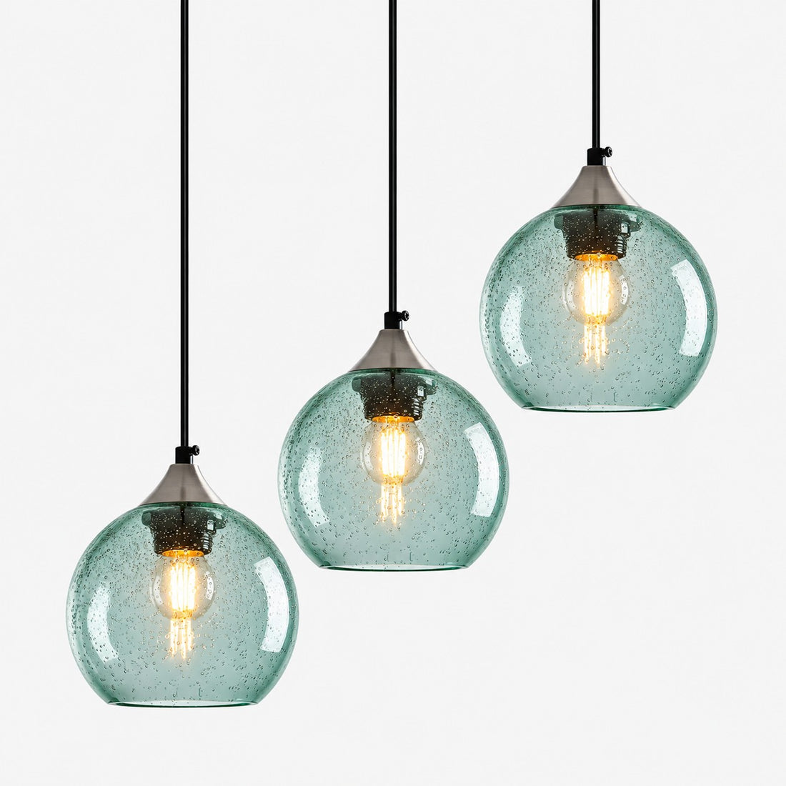 Bubble Glass Globe 3 - Light Single Pendant Light With Adjustable Cord