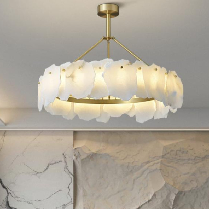 Classic Ring Alabaster Brass Chandelier