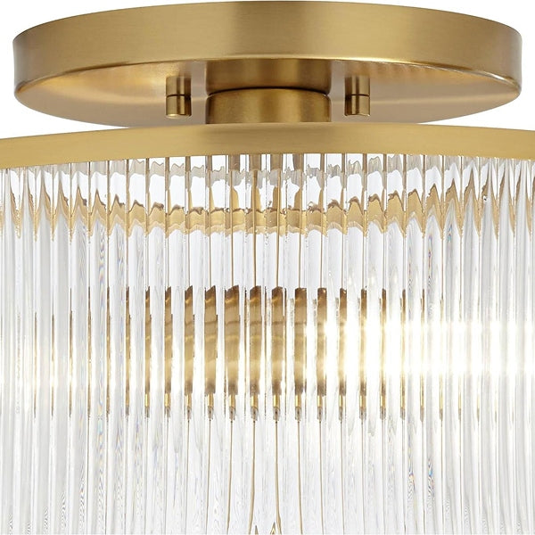 Rilona Striped Glass Drum Ceiling Fixture — Classic Semi-Flush Light for Bedroom or Office U13