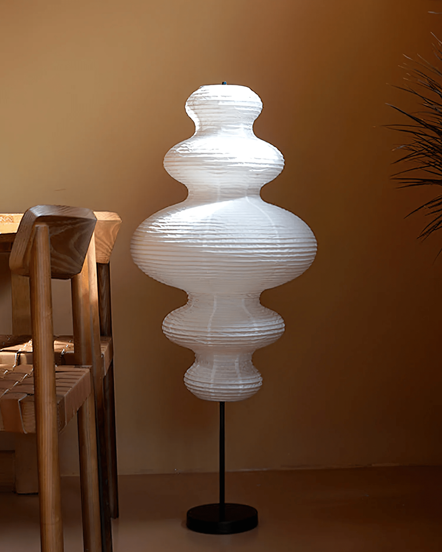 Metal Floor Lamp - Paper Lamp with Elegant Shade for Dining Room